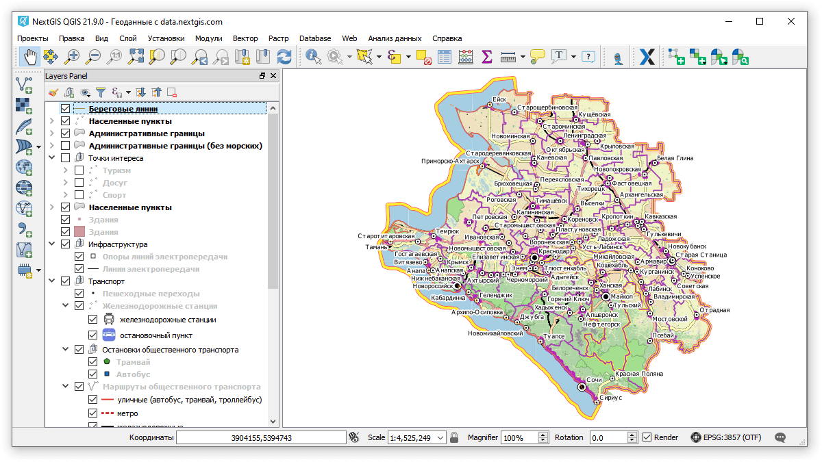 Карта россии для qgis